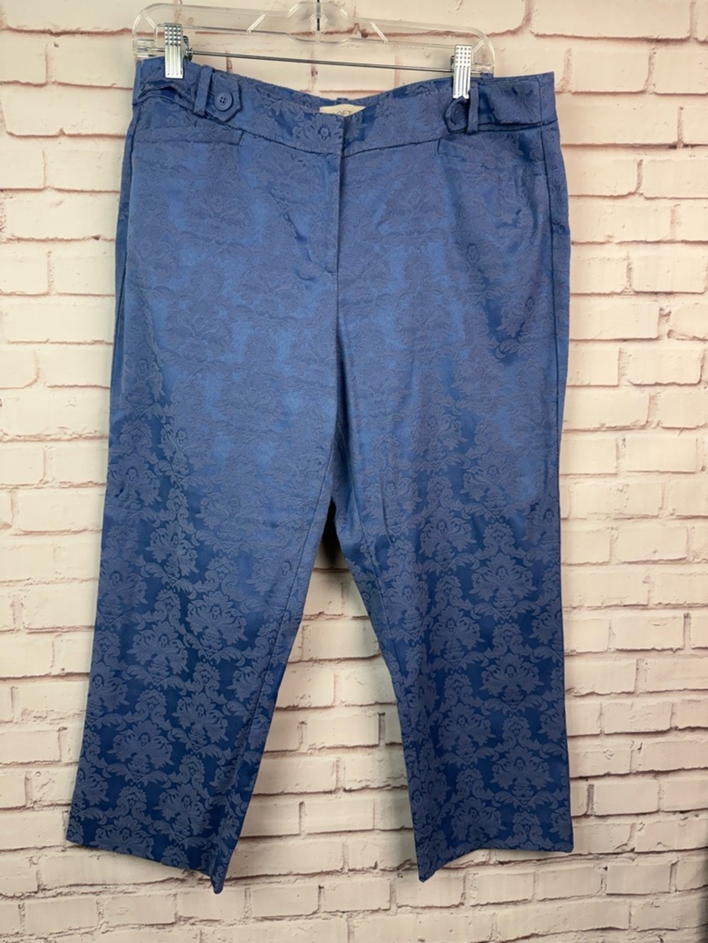 LOFT Blue Floral Jacquard Crop‎ Pants